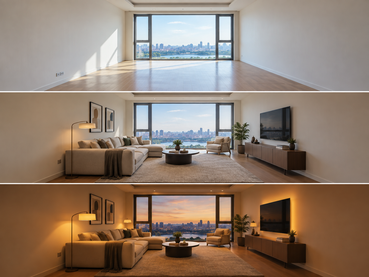 One interior scene carried through three progressive GPT Image 2.5 refinements