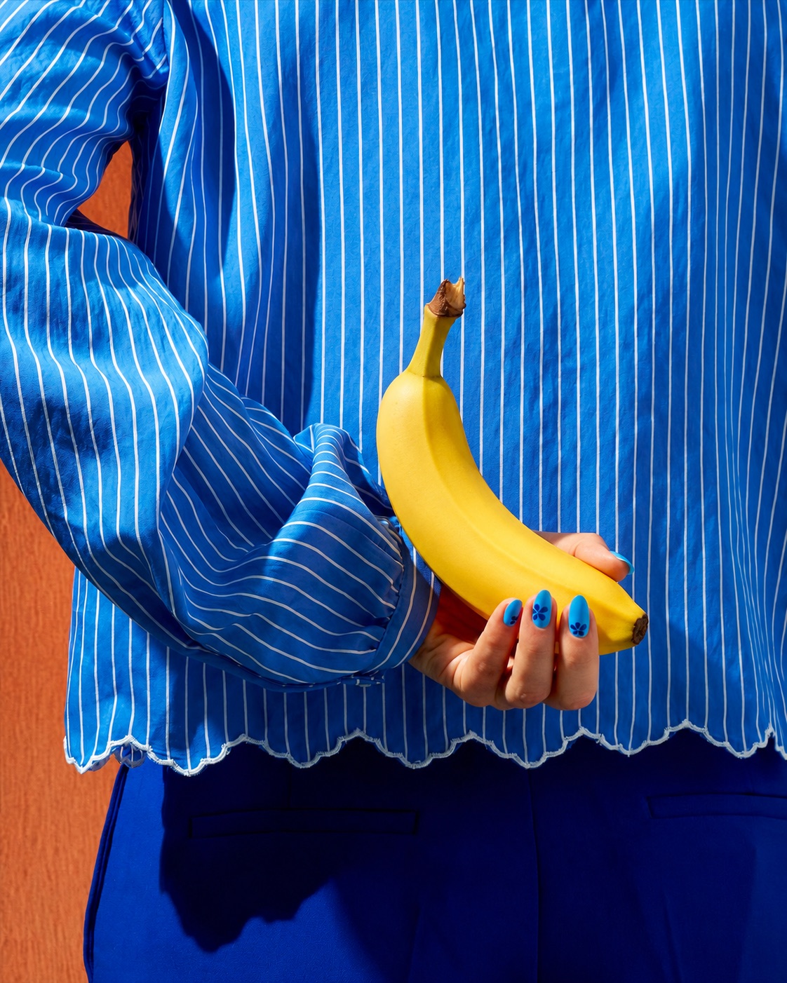 Blue fashion image with a banana created with Nano Banana Pro