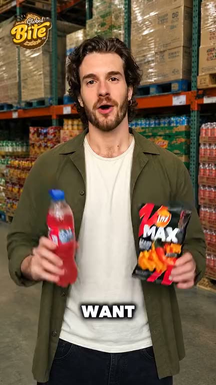 UGC-style wholesale snack brand ad filmed in a warehouse store