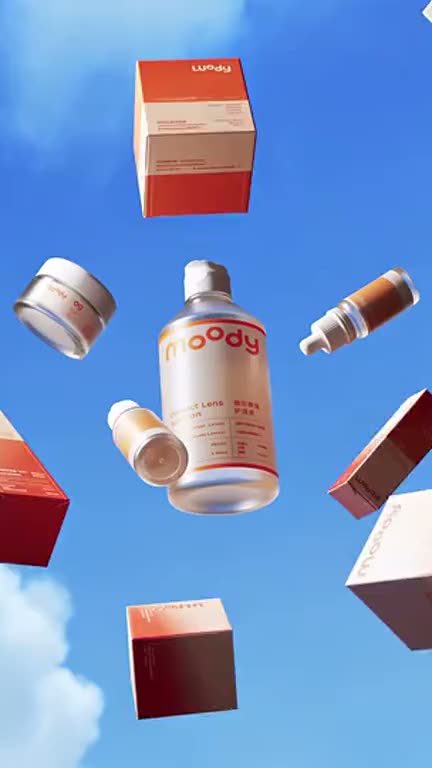 AI-generated product campaign video with floating packaging